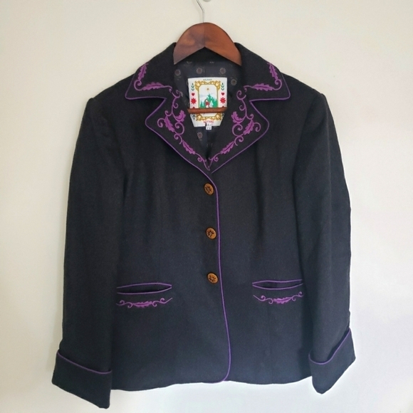 Moschino Jackets & Blazers - Moschino Wool Cashmere Blazer Womens Size 10 US Medium Gray Purple Embroidered